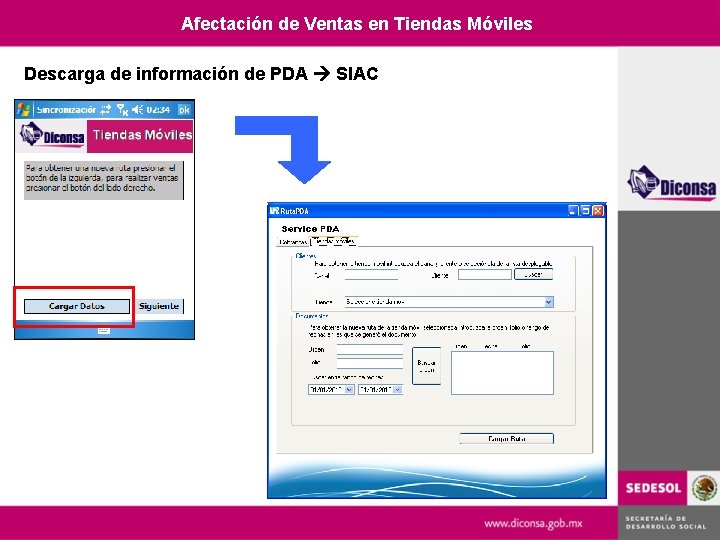 Afectación de Ventas en Tiendas Móviles Descarga de información de PDA SIAC 