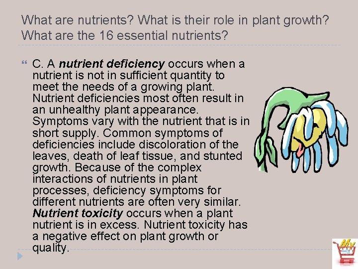 What are nutrients? What is their role in plant growth? What are the 16