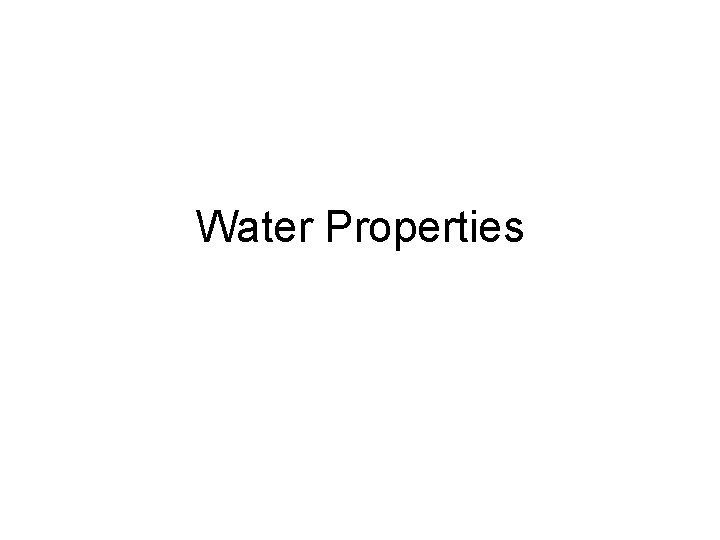 Water Properties 