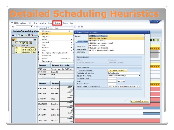 Detailed Scheduling Heuristics 