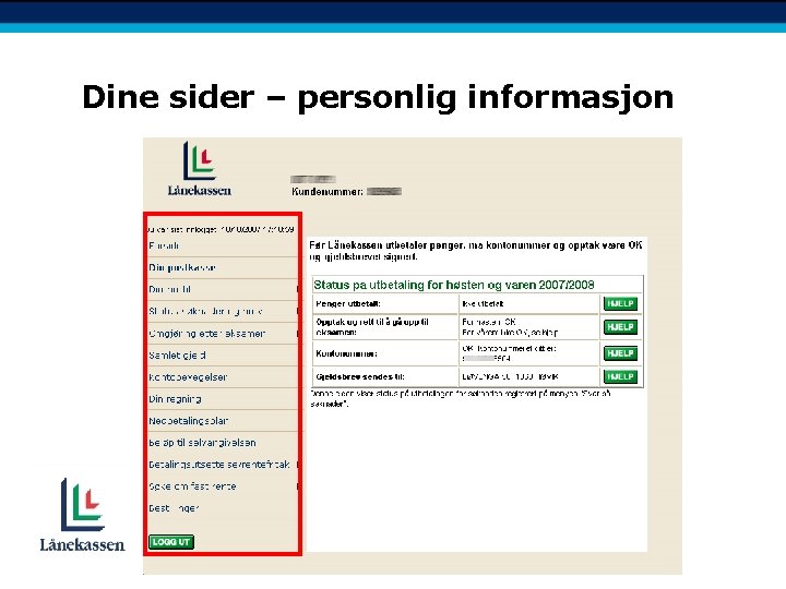 Dine sider – personlig informasjon 