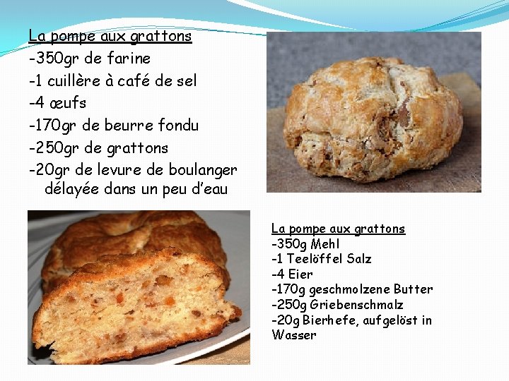 La pompe aux grattons -350 gr de farine -1 cuillère à café de sel