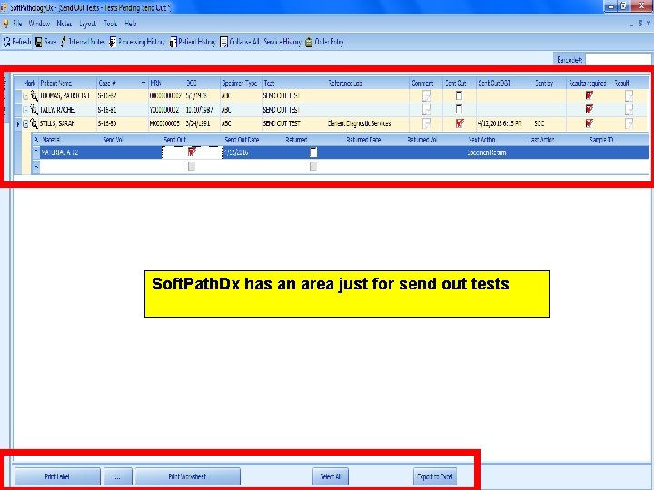 Send out Testing Area When a test is marked as send out, there should