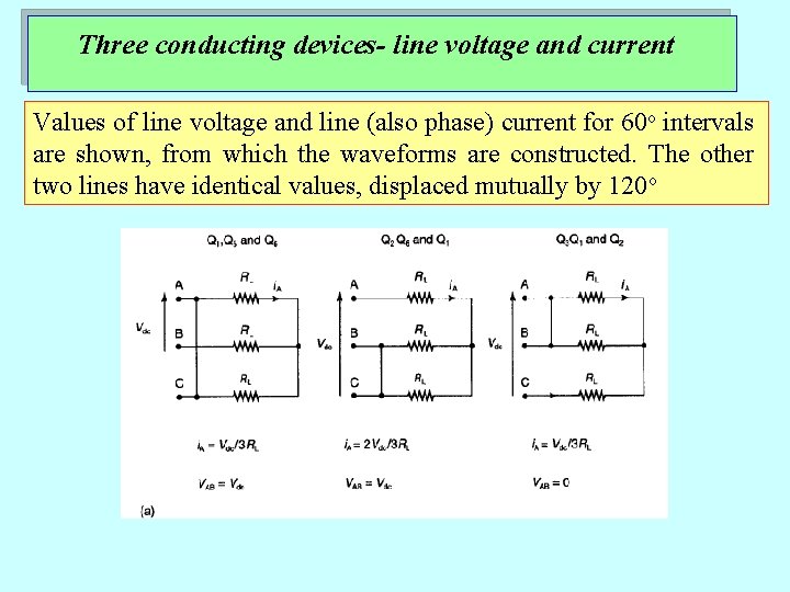 Three conducting devices- line voltage and current Values of line voltage and line (also Three conducting devices- line voltage and current Values of line voltage and line (also
