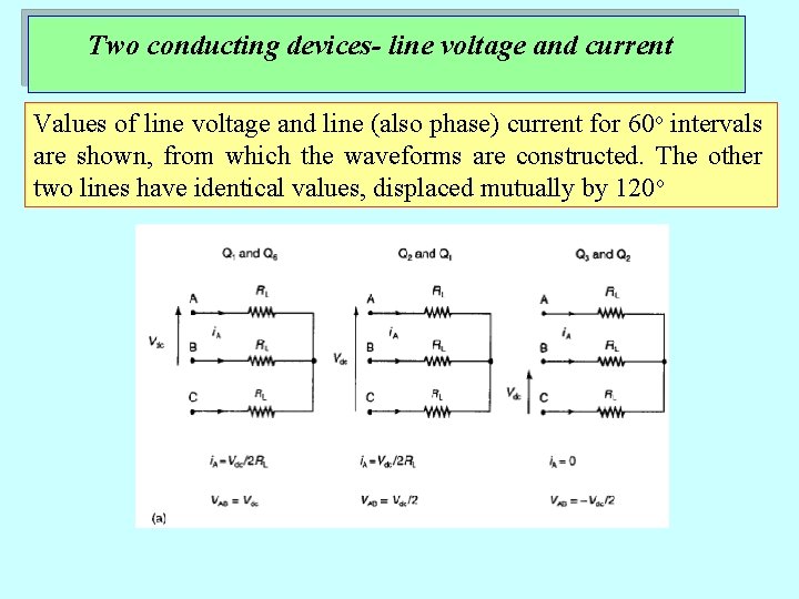 Two conducting devices- line voltage and current Values of line voltage and line (also Two conducting devices- line voltage and current Values of line voltage and line (also