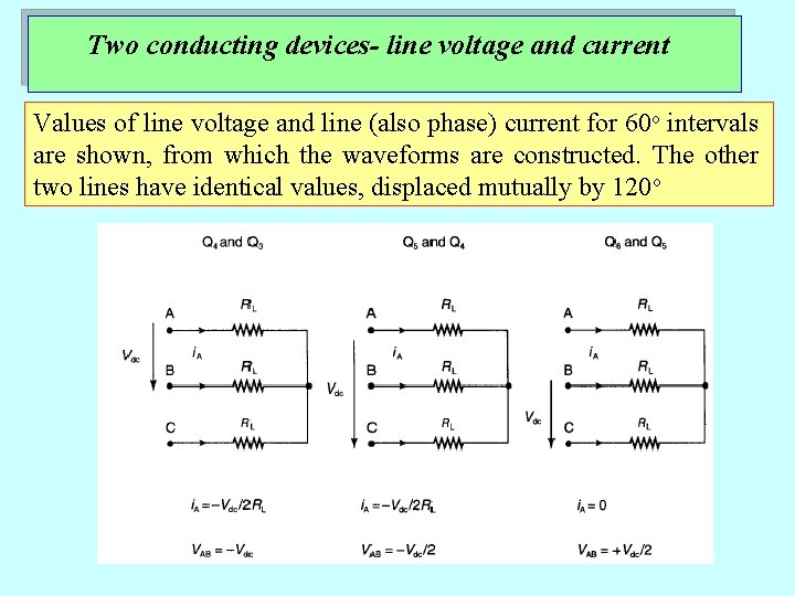Two conducting devices- line voltage and current Values of line voltage and line (also Two conducting devices- line voltage and current Values of line voltage and line (also
