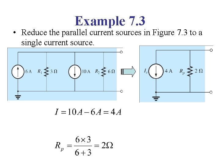 Example 7. 3 • Reduce the parallel current sources in Figure 7. 3 to