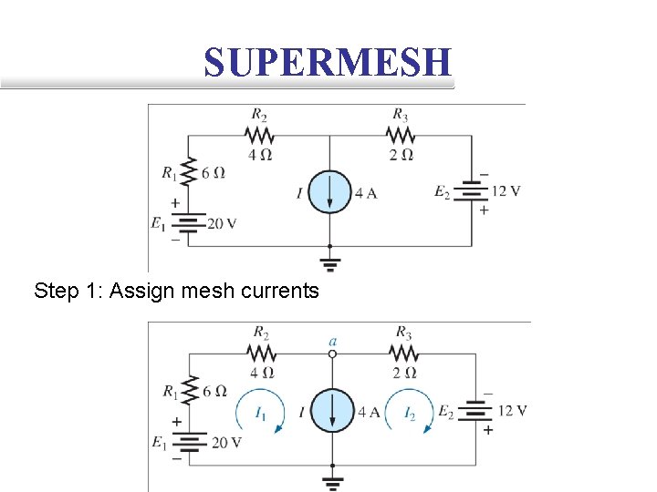 SUPERMESH Step 1: Assign mesh currents 