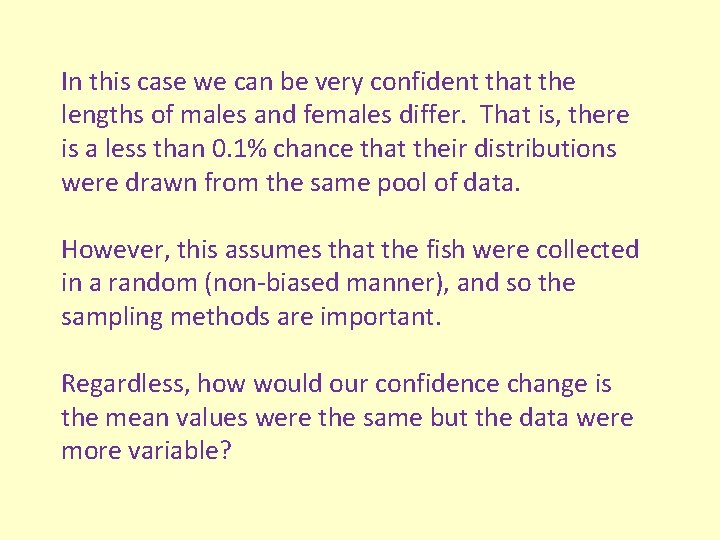 In this case we can be very confident that the lengths of males and