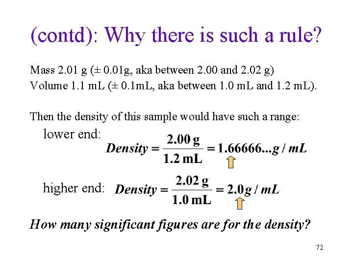 (contd): Why there is such a rule? Mass 2. 01 g (± 0. 01