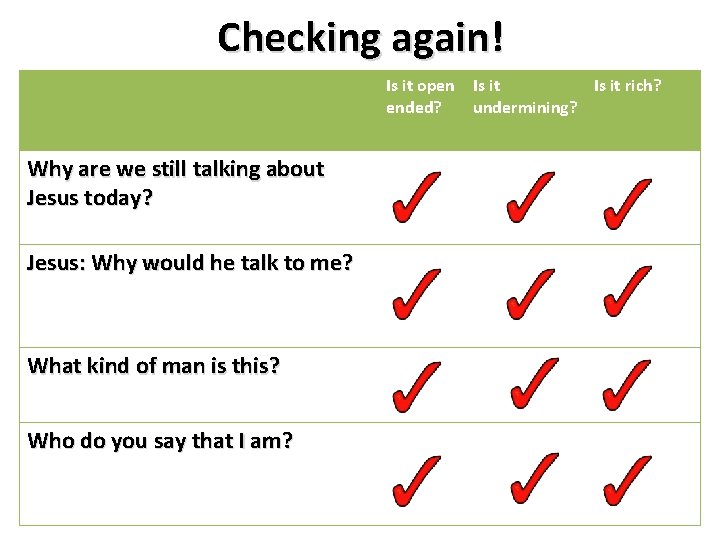 Checking again! Is it open ended? Why are we still talking about Jesus today?