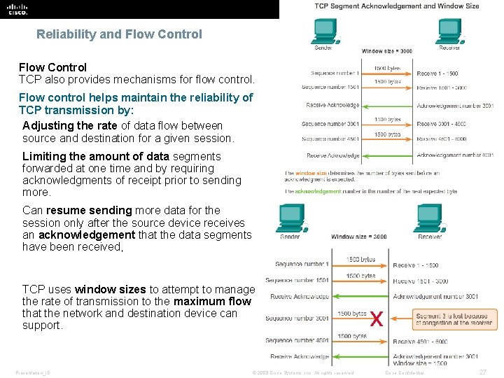 Reliability and Flow Control TCP also provides mechanisms for flow control. Flow control helps Reliability and Flow Control TCP also provides mechanisms for flow control. Flow control helps
