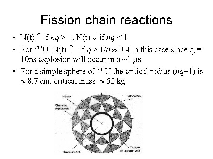 Fission chain reactions • N(t) if nq > 1; N(t) if nq < 1