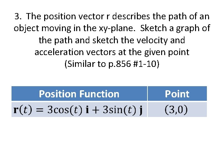 3. The position vector r describes the path of an object moving in the