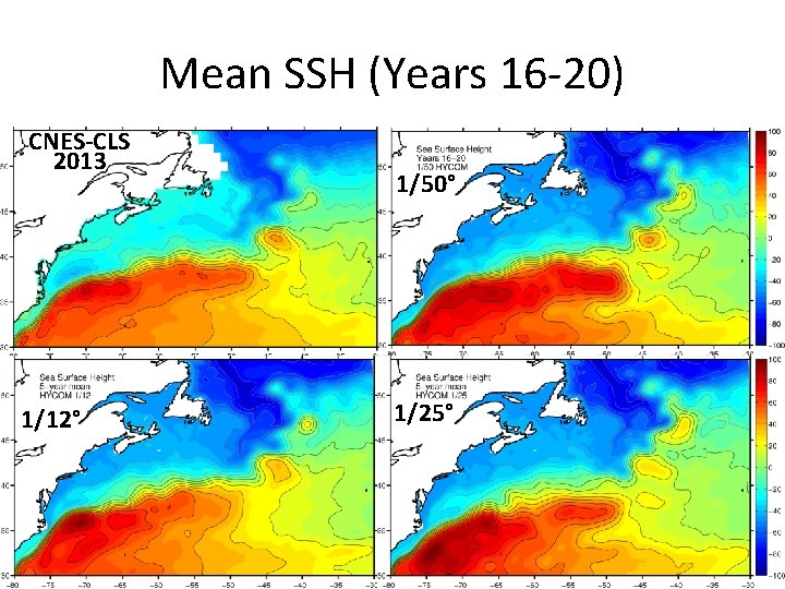 Mean SSH (Years 16 -20) CNES-CLS 2013 1/12° 1/50° 1/25° Mean SSH (Years 16 -20) CNES-CLS 2013 1/12° 1/50° 1/25°