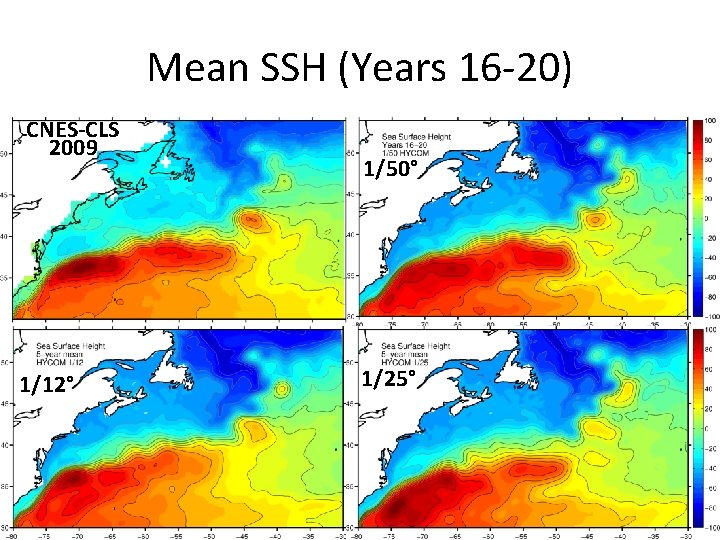 Mean SSH (Years 16 -20) CNES-CLS 2009 1/12° 1/50° 1/25° Mean SSH (Years 16 -20) CNES-CLS 2009 1/12° 1/50° 1/25°