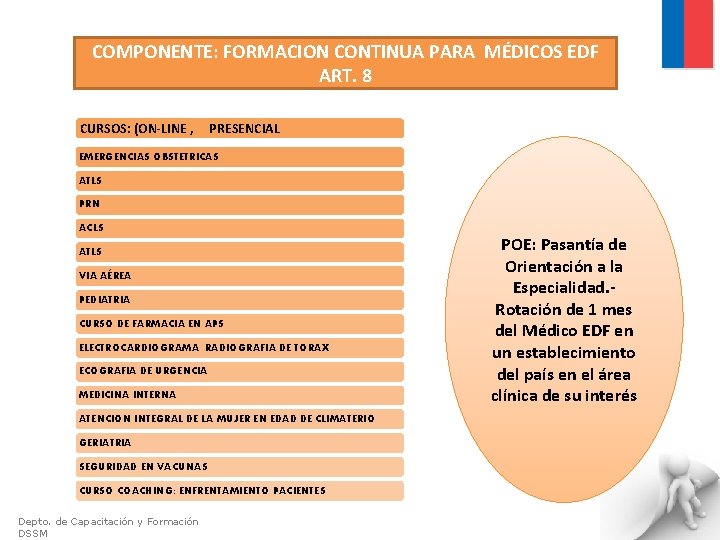 COMPONENTE: FORMACION CONTINUA PARA MÉDICOS EDF ART. 8 CURSOS: (ON-LINE , PRESENCIAL EMERGENCIAS OBSTETRICAS