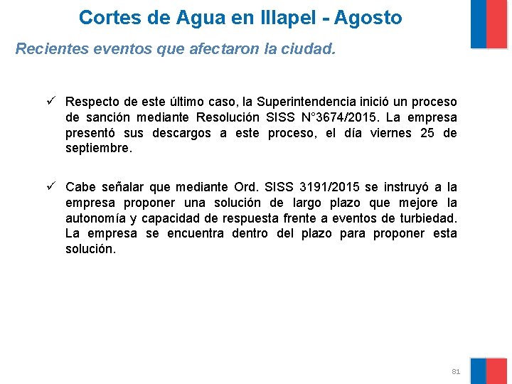 Cortes de Agua en Illapel - Agosto Recientes eventos que afectaron la ciudad. ü