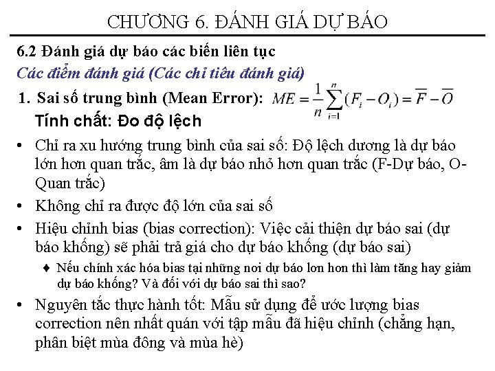 CHƯƠNG 6. ĐÁNH GIÁ DỰ BÁO 6. 2 Đánh giá dự báo các biến