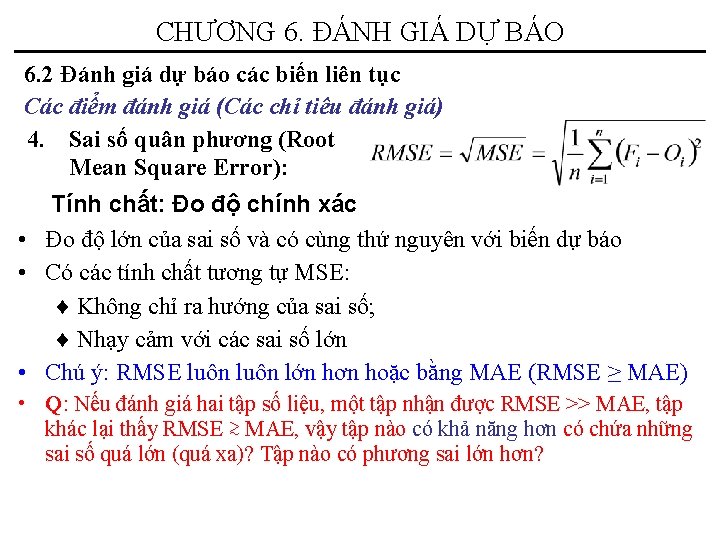 CHƯƠNG 6. ĐÁNH GIÁ DỰ BÁO 6. 2 Đánh giá dự báo các biến