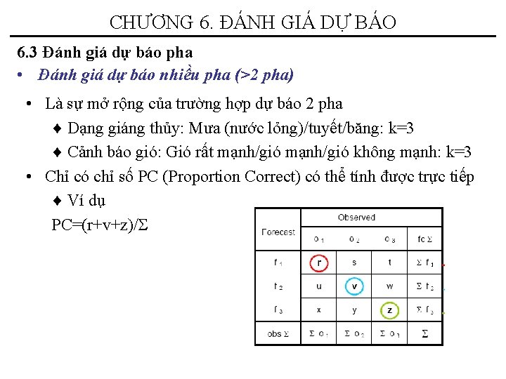 CHƯƠNG 6. ĐÁNH GIÁ DỰ BÁO 6. 3 Đánh giá dự báo pha •