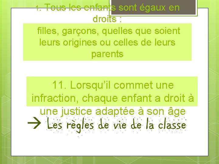 1. Tous les enfants sont égaux en droits : filles, garçons, quelles que soient