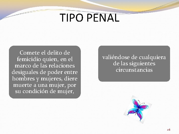 TIPO PENAL Comete el delito de femicidio quien, en el marco de las relaciones