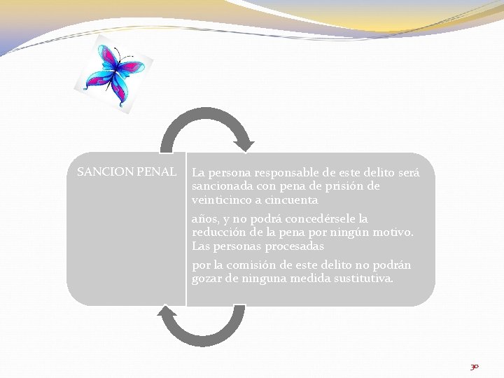 SANCION PENAL La persona responsable de este delito será sancionada con pena de prisión