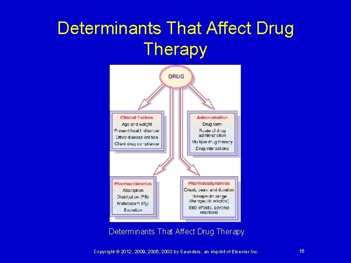 Determinants That Affect Drug Therapy Copyright © 2012, 2009, 2006, 2003 by Saunders, an
