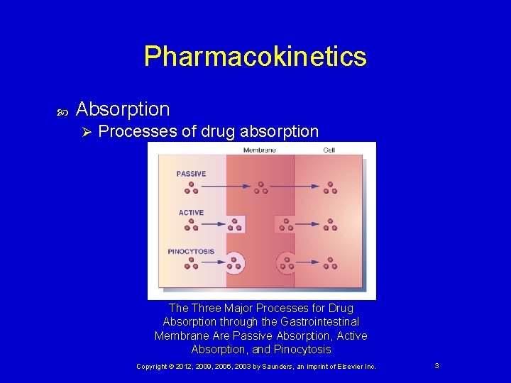 Pharmacokinetics Absorption Ø Processes of drug absorption The Three Major Processes for Drug Absorption