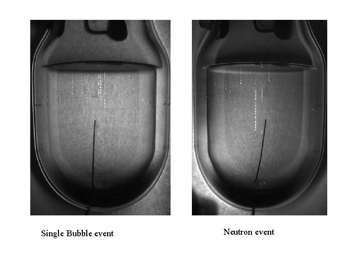 Two example events recorded Single Bubble event Neutron event 