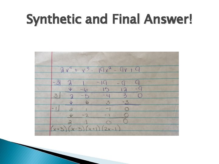 Synthetic and Final Answer! 