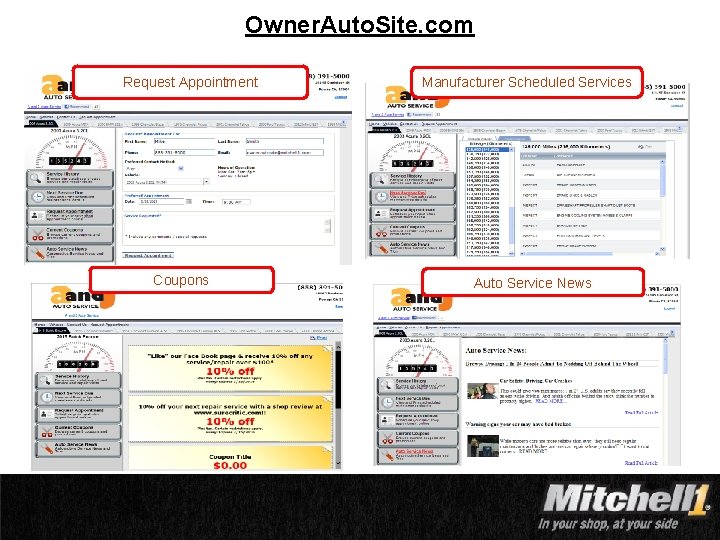 Owner. Auto. Site. com Request Appointment Coupons PROPRIETARY INFORMATION OF SNAP-ON DO NOT REPRODUCE