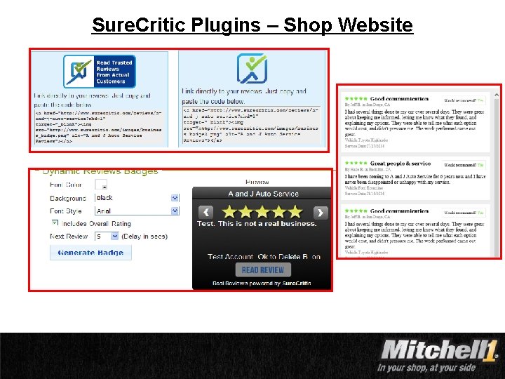 Sure. Critic Plugins – Shop Website PROPRIETARY INFORMATION OF SNAP-ON DO NOT REPRODUCE 