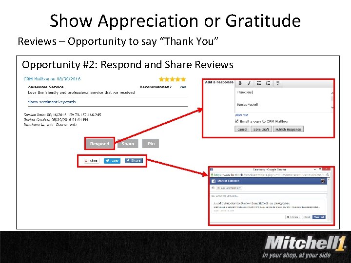 Show Appreciation or Gratitude Reviews – Opportunity to say “Thank You” Opportunity #2: Respond