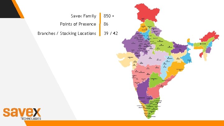 Savex Family Points of Presence Branches / Stocking Locations 850 + 86 39 /