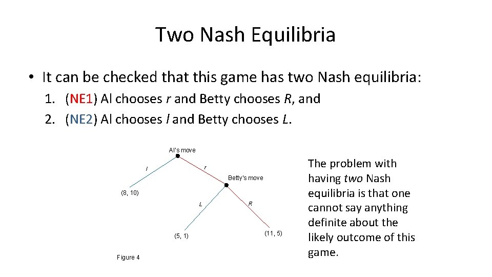 Two Nash Equilibria • It can be checked that this game has two Nash