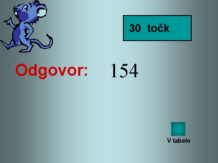 30 točk Odgovor: 154 V tabelo 