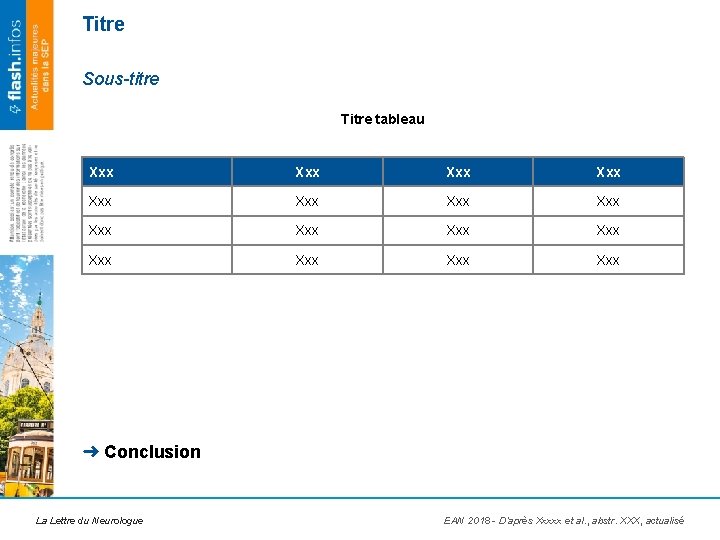 Titre Sous-titre Titre tableau Xxx Xxx Xxx Xxx ➜ Conclusion La Lettre du Neurologue