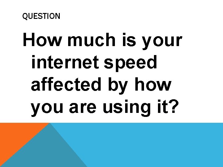 QUESTION How much is your internet speed affected by how you are using it?