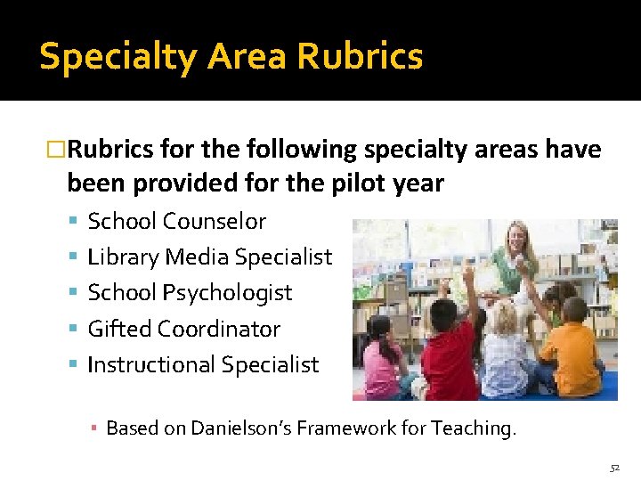 Specialty Area Rubrics �Rubrics for the following specialty areas have been provided for the
