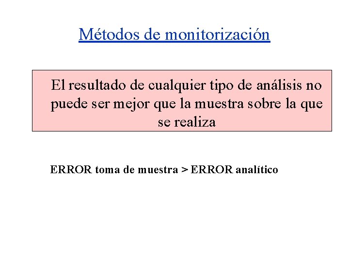 Métodos de monitorización El resultado de cualquier tipo de análisis no puede ser mejor Métodos de monitorización El resultado de cualquier tipo de análisis no puede ser mejor