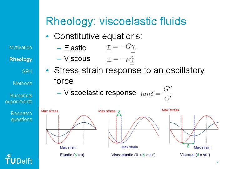 Rheology: viscoelastic fluids • Constitutive equations: Motivation Rheology SPH Methods Numerical experiments – Elastic