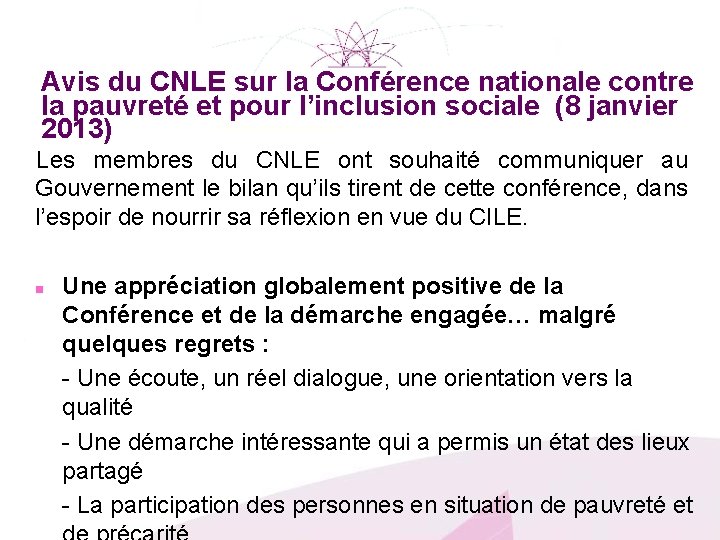 Avis du CNLE sur la Conférence nationale contre la pauvreté et pour l’inclusion sociale
