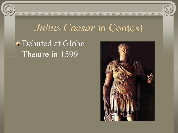 Julius Caesar in Context Debuted at Globe Theatre in 1599 