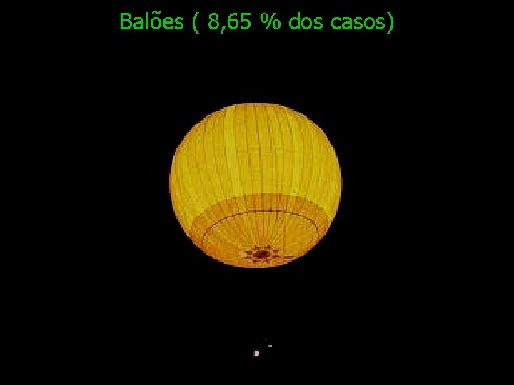 Balões ( 8, 65 % dos casos) 