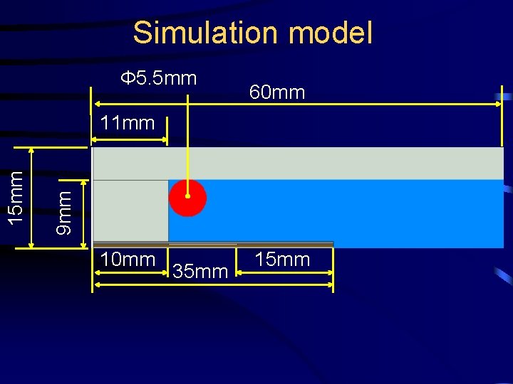Simulation model Φ 5. 5 mm 60 mm 9 mm 15 mm 11 mm