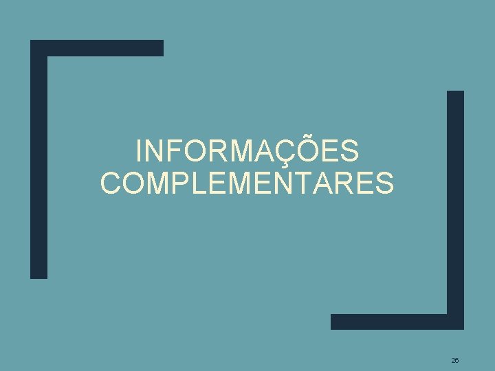 INFORMAÇÕES COMPLEMENTARES 26 INFORMAÇÕES COMPLEMENTARES 26