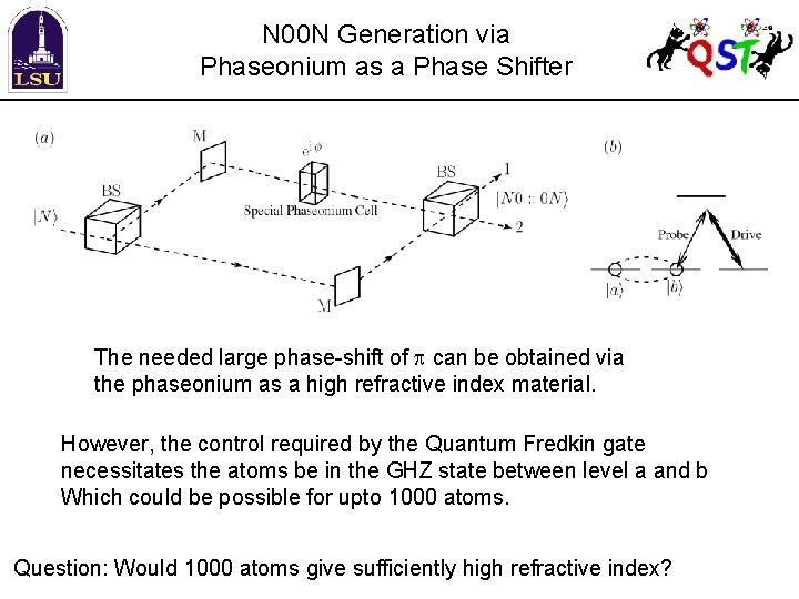 N 00 N Generation via Phaseonium as a Phase Shifter The needed large phase-shift