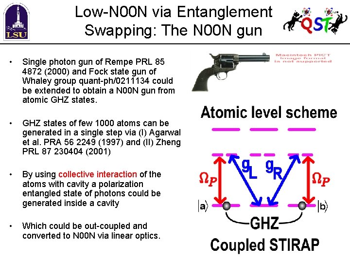 Low-N 00 N via Entanglement Swapping: The N 00 N gun • Single photon